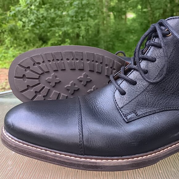 Men's Aston Grey Lollan Black Leather Ankle Boots Size 10.5 M - Picture 1 of 12